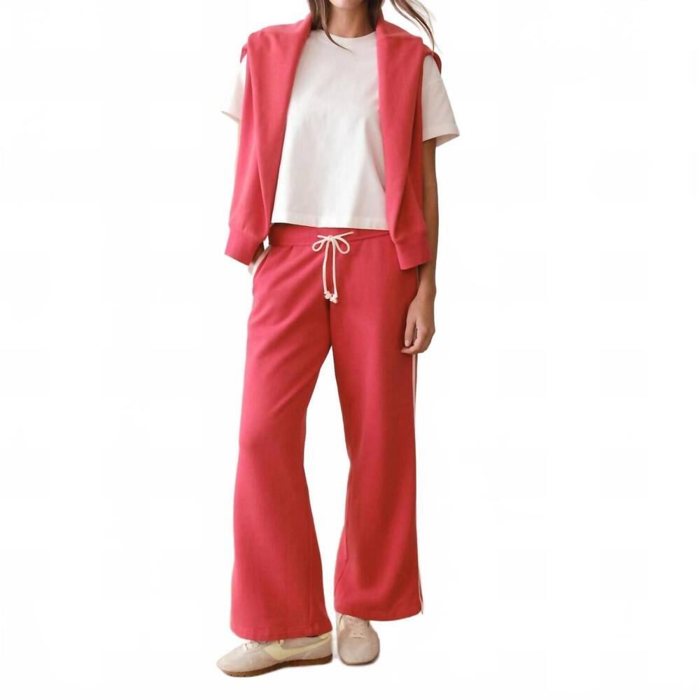 NEW MARINE LAYER cloud 9 fleece track pant in red - Picture 4 of 4